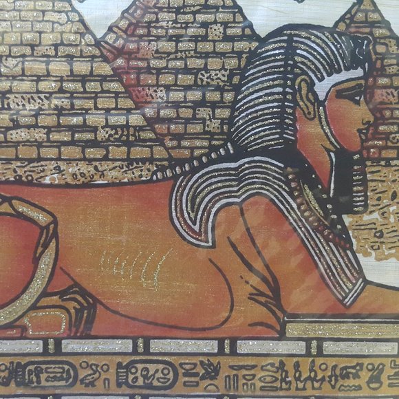 Hand-painted papyrus painted souvenir portrait (The Sphinx Design) - Picture 7 of 16